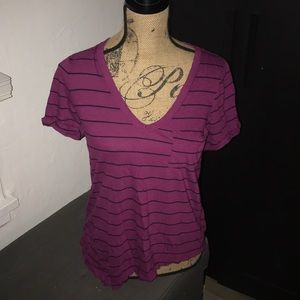 Anthropologie tla asymmetrical V-neck striped T